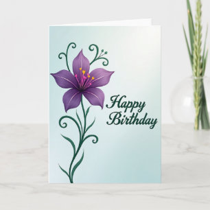 Tarjeta de cumpleaños de flor violeta