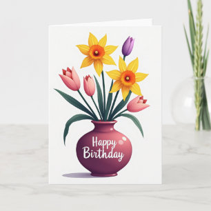 Tarjeta de cumpleaños de floración primaveral