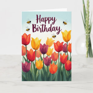 Tarjeta de cumpleaños de floración primaveral