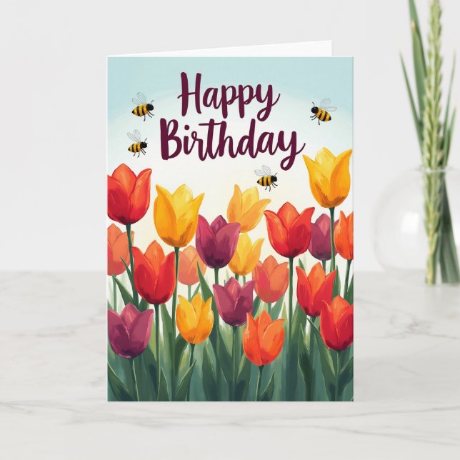 Tarjeta de cumpleaños de floración primaveral (Anverso)