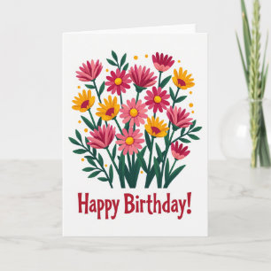 Tarjeta de cumpleaños de floración rosa amarilla