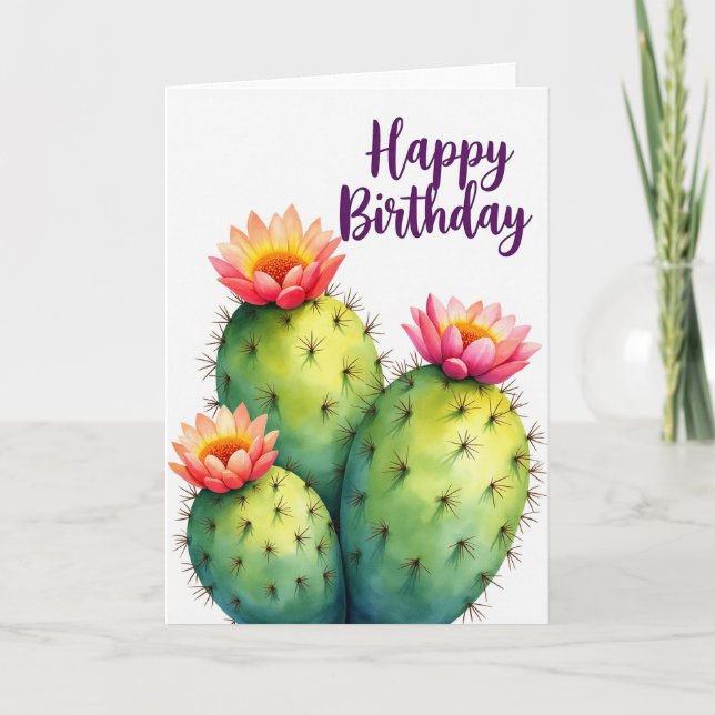 Tarjeta de cumpleaños de floración suculenta (Anverso)
