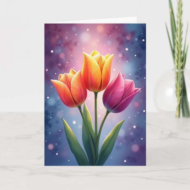 Tarjeta de cumpleaños de florecimiento alegre (Anverso)