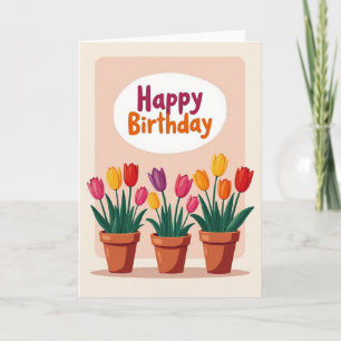 Tarjeta de cumpleaños de flores alegres