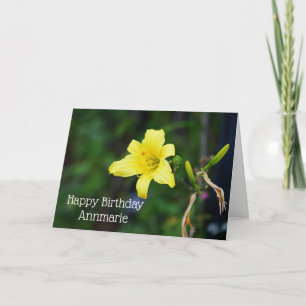 Tarjeta de cumpleaños de flores amarilla diurna el