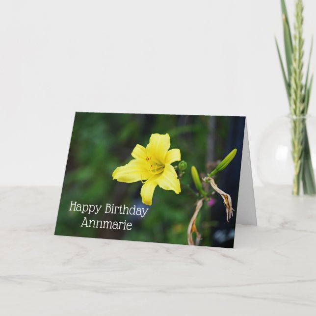 Tarjeta de cumpleaños de flores amarilla diurna el (Anverso)
