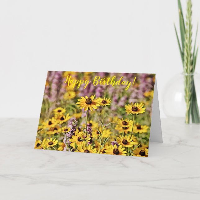 Tarjeta de cumpleaños de Flores Amarillas Feliz (Anverso)