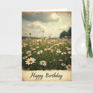 Tarjeta de cumpleaños de flores blancas