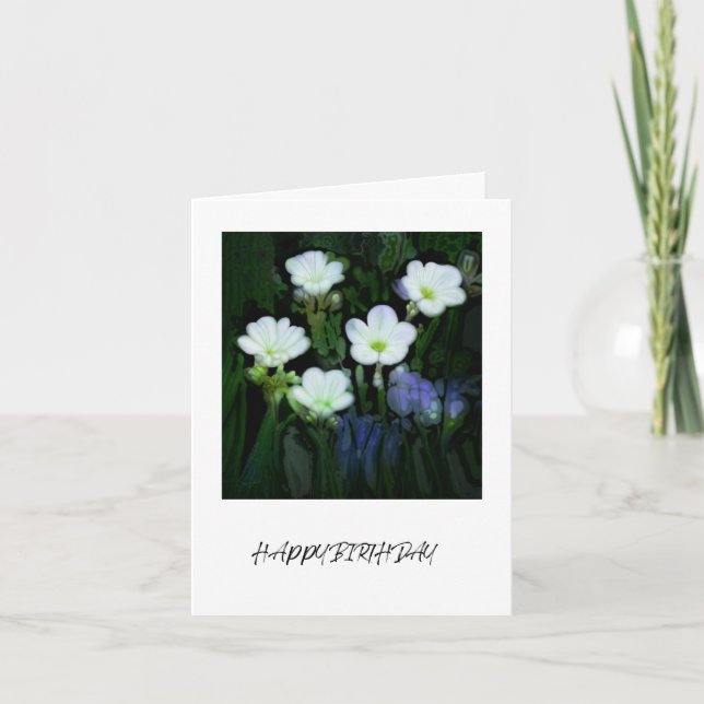 TARJETA DE CUMPLEAÑOS DE FLORES BLANCOS (Anverso)