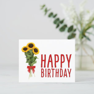 Tarjeta de cumpleaños de flores botánicas girasole