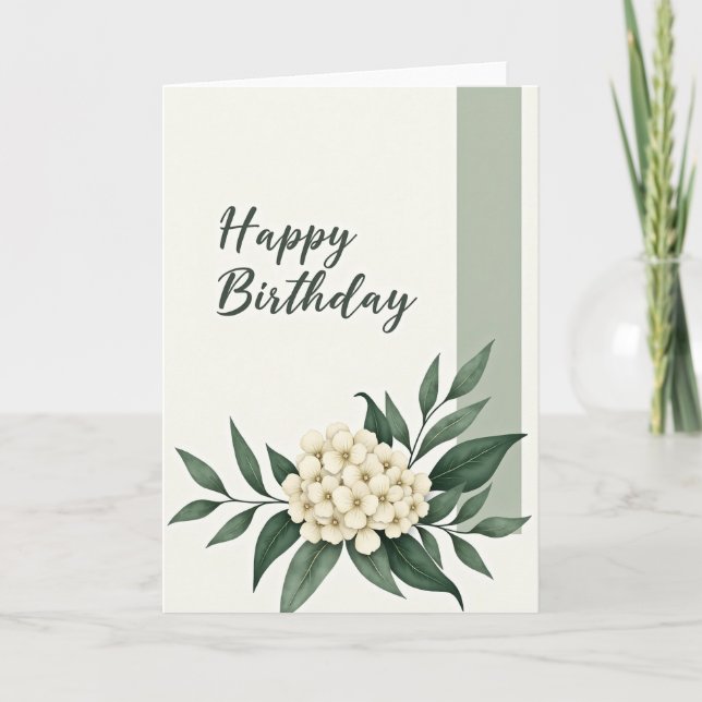 Tarjeta de cumpleaños de flores con guión (Anverso)
