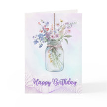 Tarjeta de cumpleaños de flores de acuarela elegan