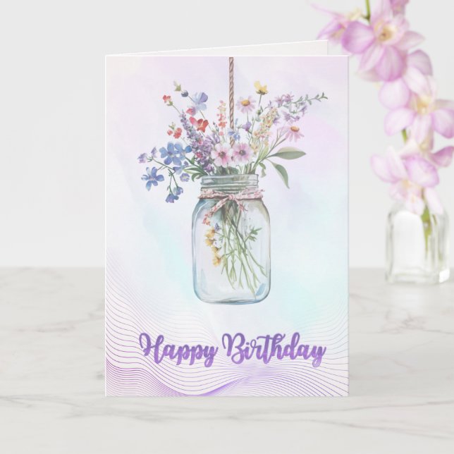Tarjeta de cumpleaños de flores de acuarela elegan (Orquídea)