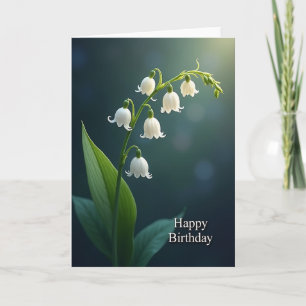 Tarjeta de cumpleaños de flores de campana blancas