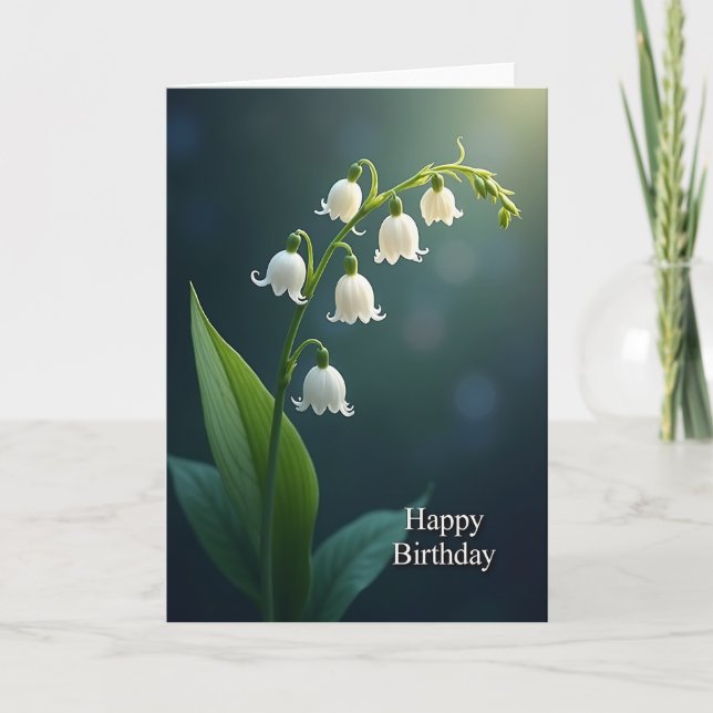 Tarjeta de cumpleaños de flores de campana blancas (Anverso)