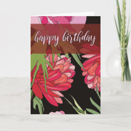 Tarjeta de cumpleaños de flores de dibujos animado