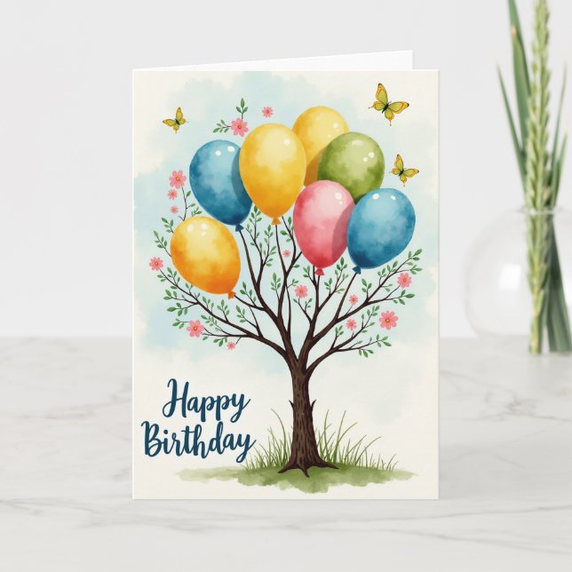 Tarjeta de cumpleaños de flores de fantasía (Anverso)