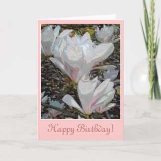 Tarjeta de cumpleaños de Flores de Magnolia Blanca