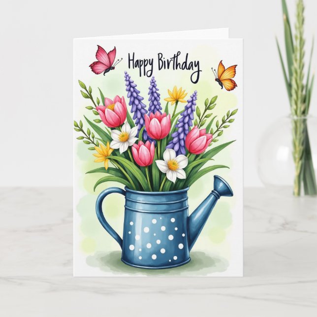 Tarjeta de cumpleaños de flores de primavera (Anverso)