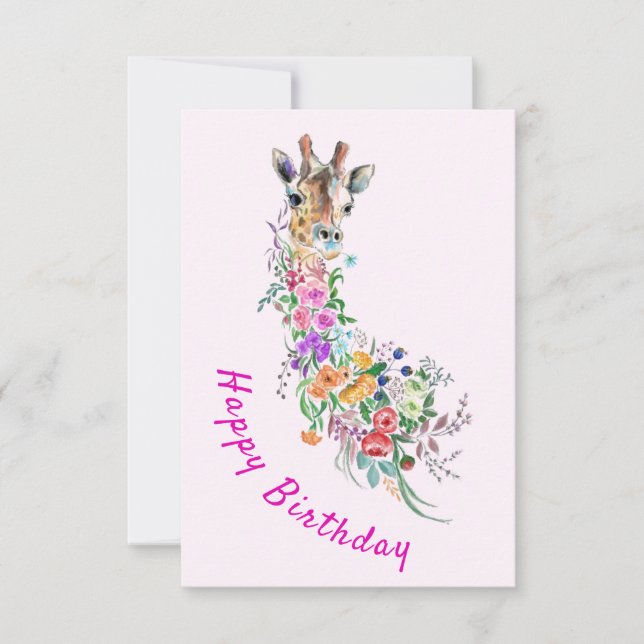 Tarjeta de cumpleaños de Flores Giraffe (Anverso)