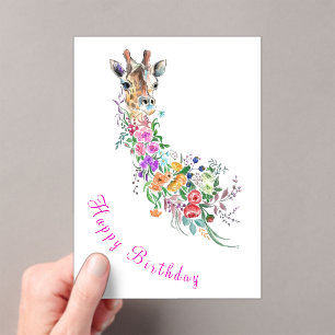 Tarjeta de cumpleaños de Flores Giraffe