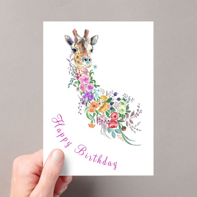 Tarjeta de cumpleaños de Flores Giraffe (Insitu (portátil))