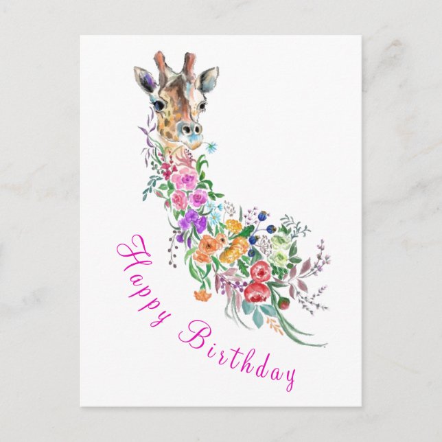 Tarjeta de cumpleaños de Flores Giraffe (Anverso)