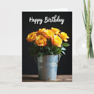 Tarjeta de cumpleaños de flores radiantes
