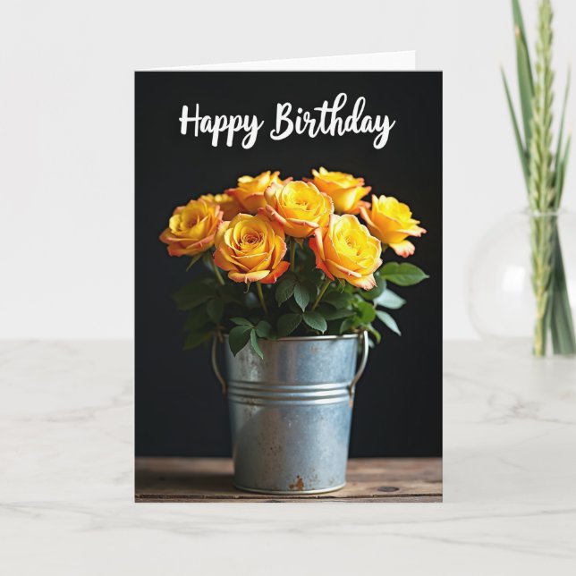Tarjeta de cumpleaños de flores radiantes (Anverso)