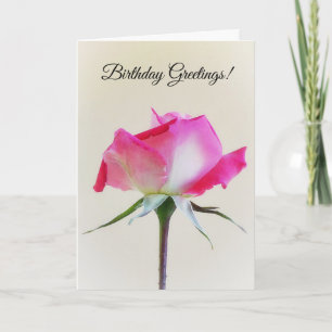Tarjeta de cumpleaños de flores rosa y rosa blanca