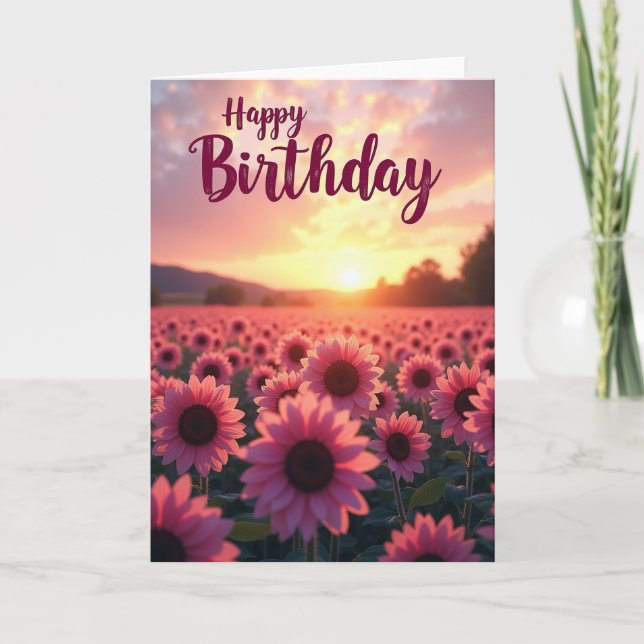 Tarjeta de cumpleaños de flores rosadas (Anverso)