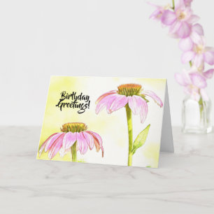 Tarjeta de cumpleaños de flores rosadas Floral Art