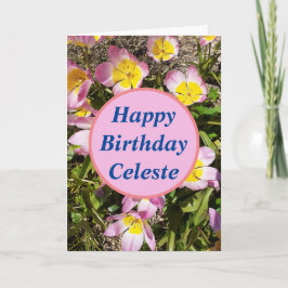 Tarjeta de cumpleaños de flores rosas y amarillas