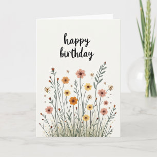 Tarjeta de cumpleaños de flores silvestres alegres
