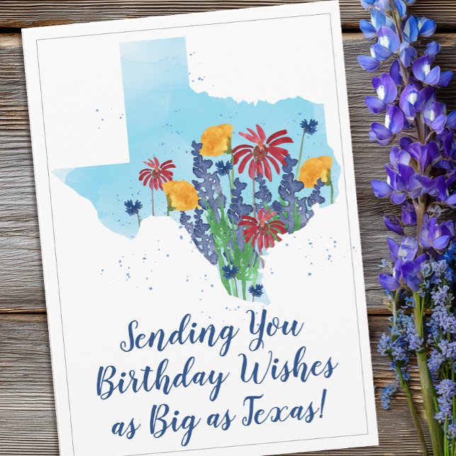 Tarjeta de cumpleaños de flores silvestres de Texa (Texas Wildflower Birthday Card)