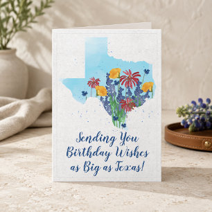 Tarjeta de cumpleaños de flores silvestres de Texa