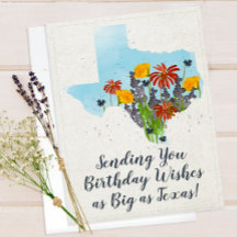 Tarjeta de cumpleaños de flores silvestres de Texa
