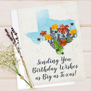 Tarjeta de cumpleaños de flores silvestres de Texa