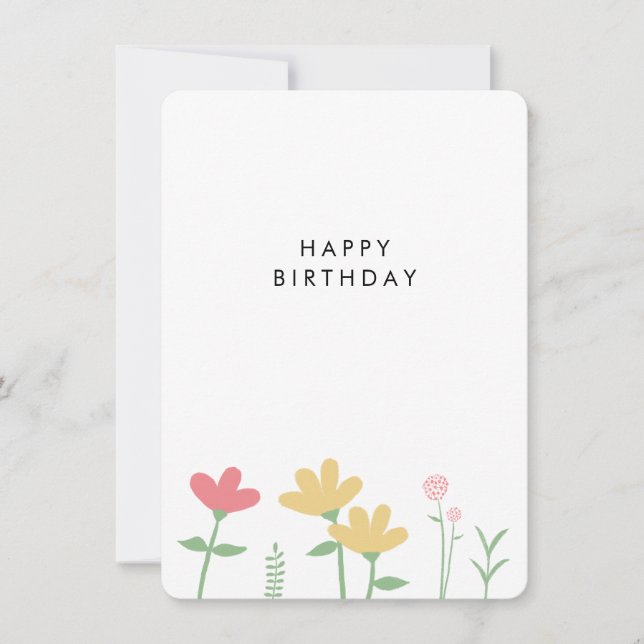 Tarjeta de cumpleaños de flores silvestres rosadas (Anverso)