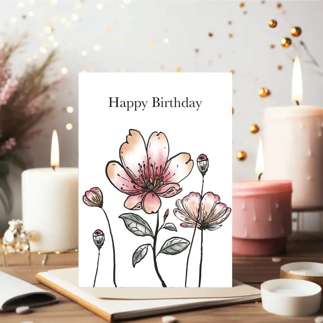 Tarjeta de cumpleaños de flores silvestres sonroja (Subido por el creador)