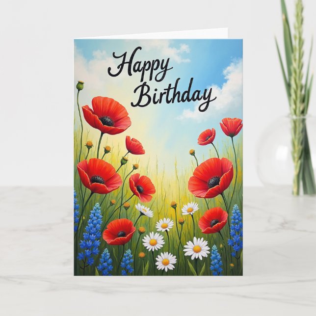 Tarjeta de cumpleaños de flores silvestres vibrant (Anverso)