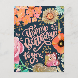 Tarjeta de cumpleaños de flores silvestres y letra