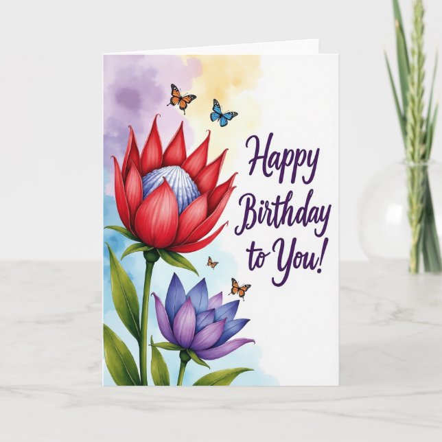 Tarjeta de cumpleaños de flores soñadoras (Anverso)