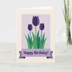 Tarjeta de cumpleaños de flores violetas