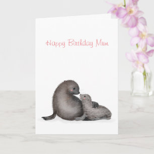 Tarjeta de cumpleaños de foca de pelo para mamá