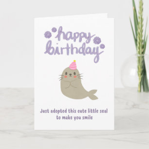 Tarjeta de cumpleaños de foca linda
