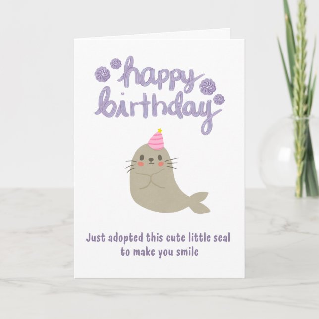 Tarjeta de cumpleaños de foca linda (Anverso)