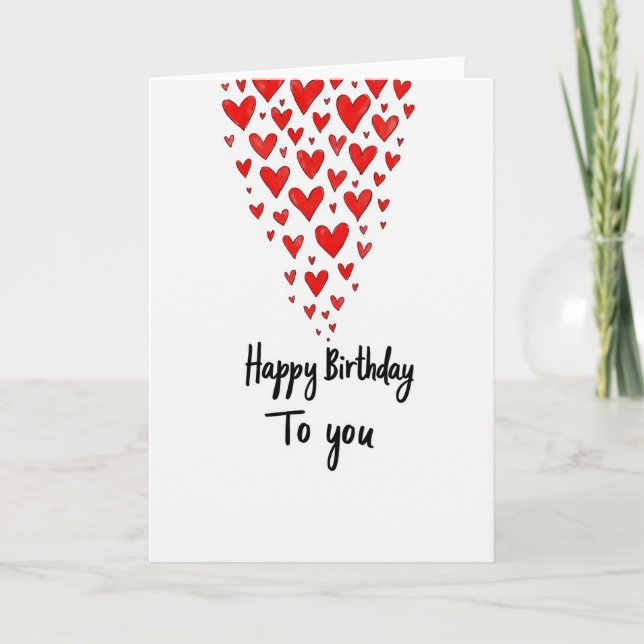 Tarjeta de cumpleaños de formas rojas alegres (Anverso)