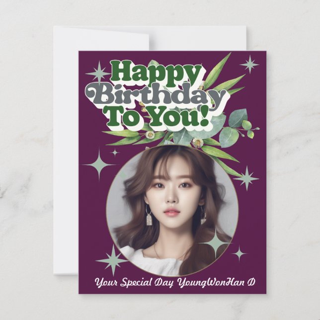 Tarjeta de cumpleaños de foto Minimalista personal (Anverso)