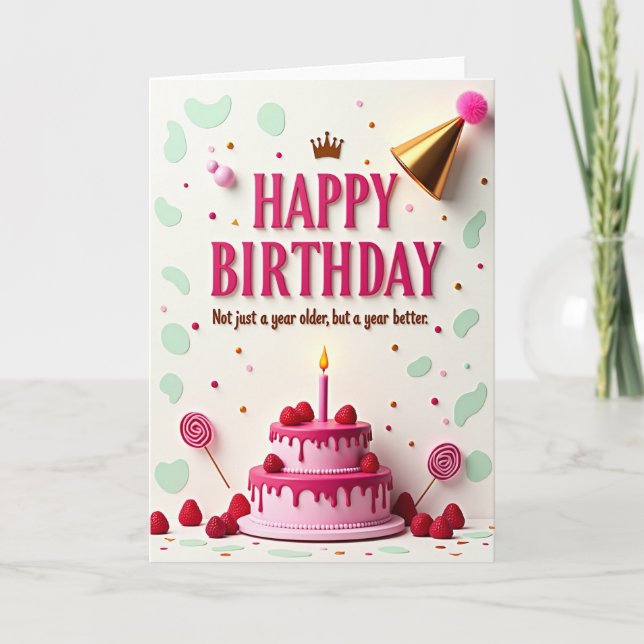 Tarjeta de cumpleaños de frambuesa (Anverso)